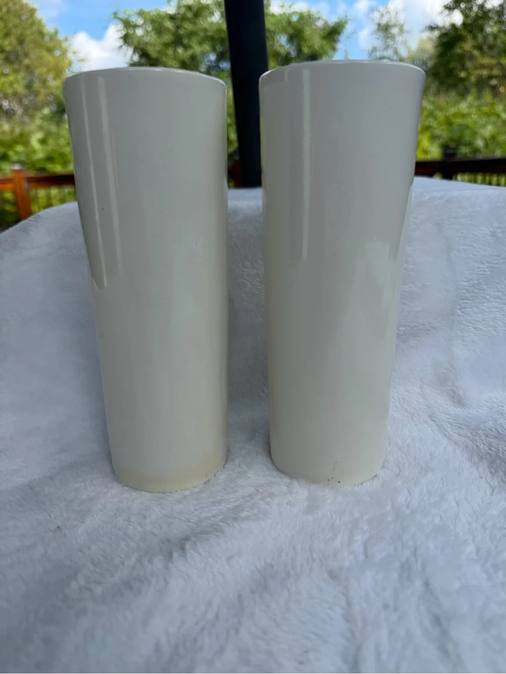 Vintage MCM Ceramic Nude Woman Tumbler Glasses Set of 2 Cheeky Pinup